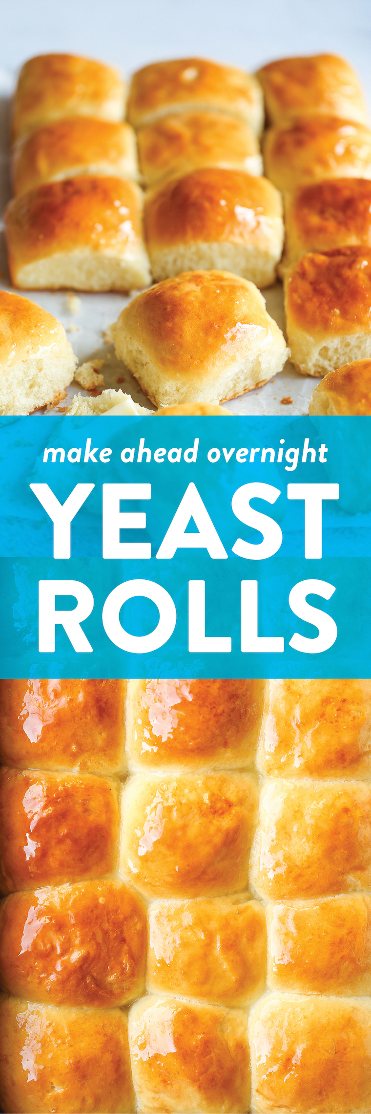 Make Ahead Yeast Rolls - Make-ahead overnight dinner rolls? YES, PLEASE! And they come out amazingly soft + buttery. I bet you can't stop with just 1 roll!