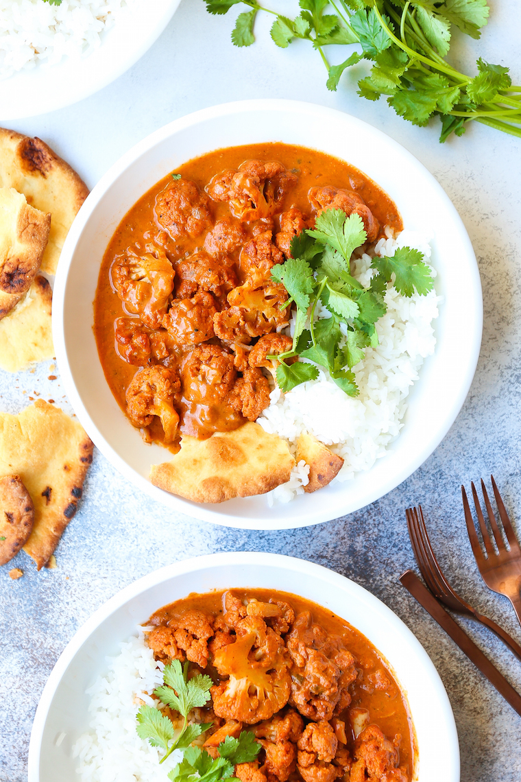 Butter Cauliflower Bowls - Indian butter chicken is made healthier + heartier with nutrient-loaded cauliflower! Just as creamy and flavorful, if not better!