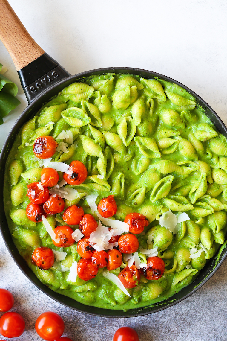 creamy-pesto-shells-recipe-damn-delicious