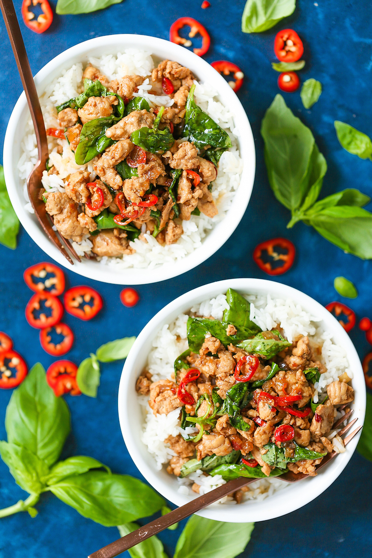 Thai Basil Chicken Bowls - Damn Delicious