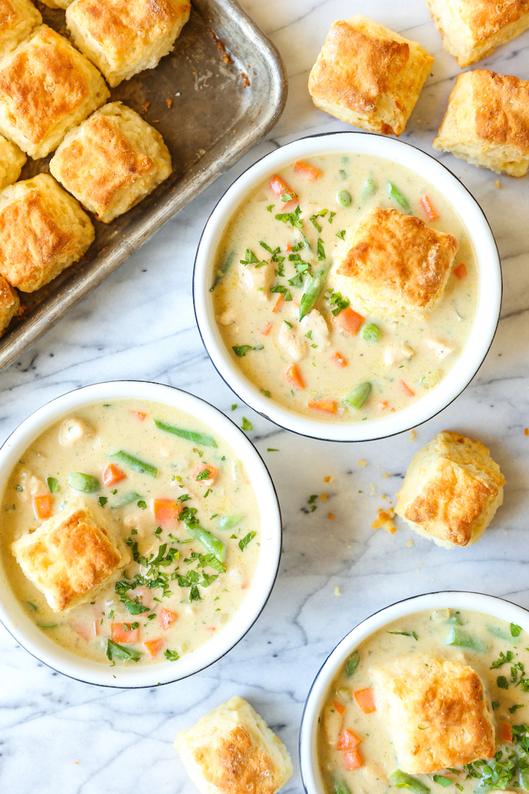 Chicken Pot Pie Soup - Everyone's favorite pot pie in soup form! Simple to make and so so cozy and comforting! Serve with warm biscuits for a complete meal!