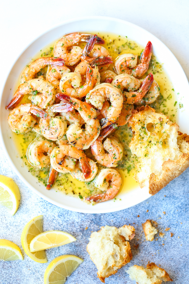 Garlic Butter Shrimp Scampi - Made in just 20 min from start to finish! The garlic butter sauce is TO DIE FOR - so buttery, so garlicky/lemony + so perfect!