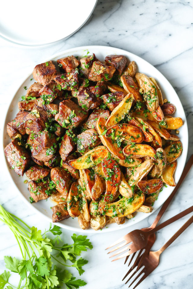 Garlic Butter Steak Bites And Fries - Damn Delicious