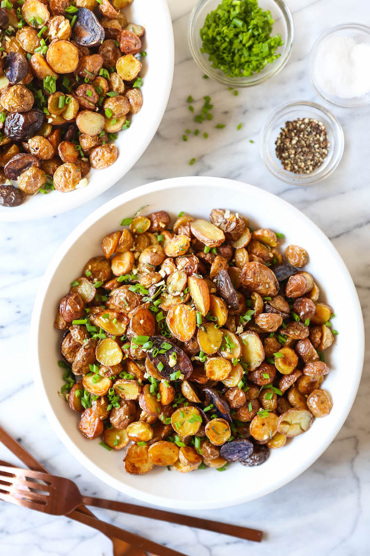 Crispy Roasted Herb Potatoes - Extra-crispy roasted potatoes! It's the perfect side dish to any meal with only 15 min prep and the shortest ingredient list!