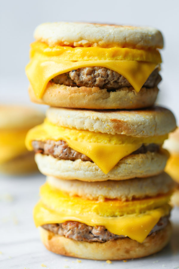 Freezer Sausage, Egg, and Cheese Breakfast Sandwiches - Damn Delicious