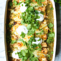 Easy Enchiladas ￼ Frozen chimichangas from Costco Green enchilada sauce  Jack cheese Onion (optional) Directions: Pour a littl…