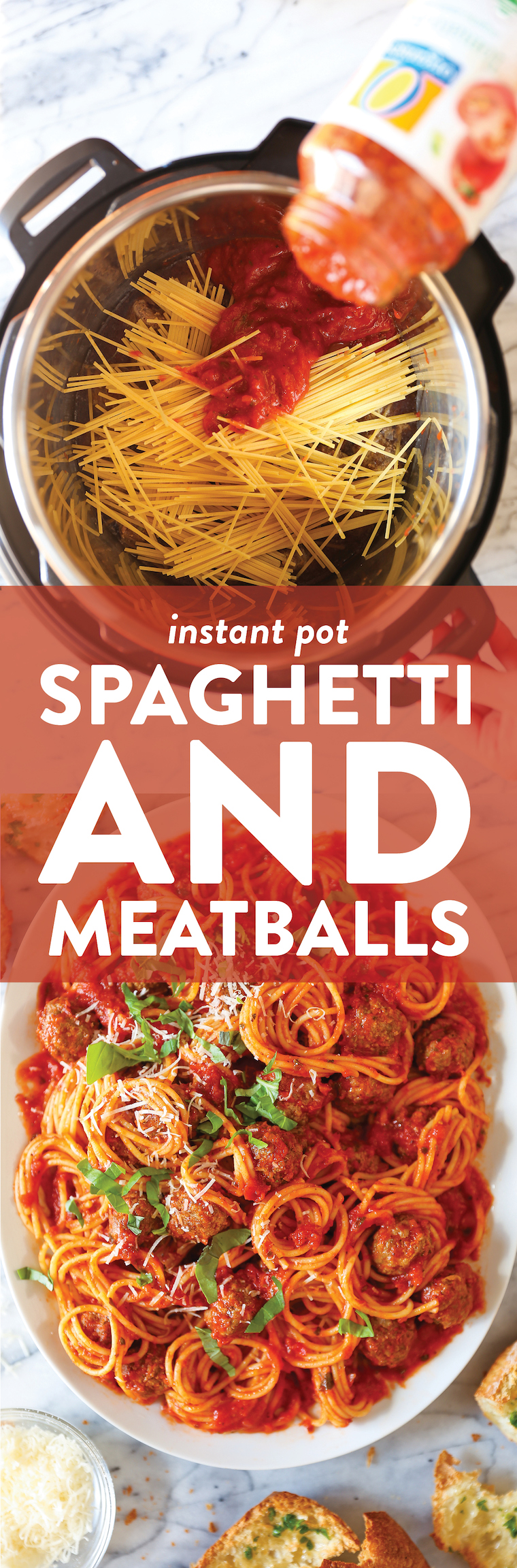 Instant Pot Spaghetti and Meatballs - A ONE POT meal made in your pressure cooker with homemade meatballs (not frozen!). Still so quick and easy to whip up!