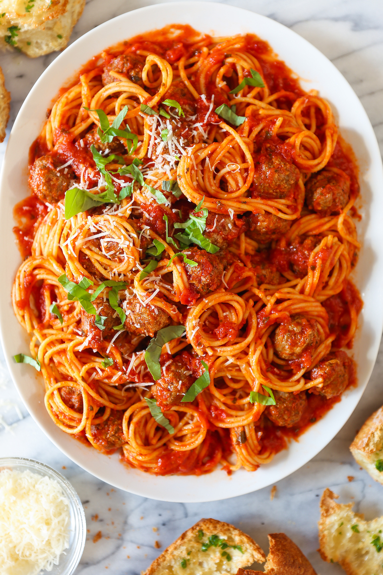 Instant Pot Spaghetti and Meatballs - A ONE POT meal made in your pressure cooker with homemade meatballs (not frozen!). Still so quick and easy to whip up!