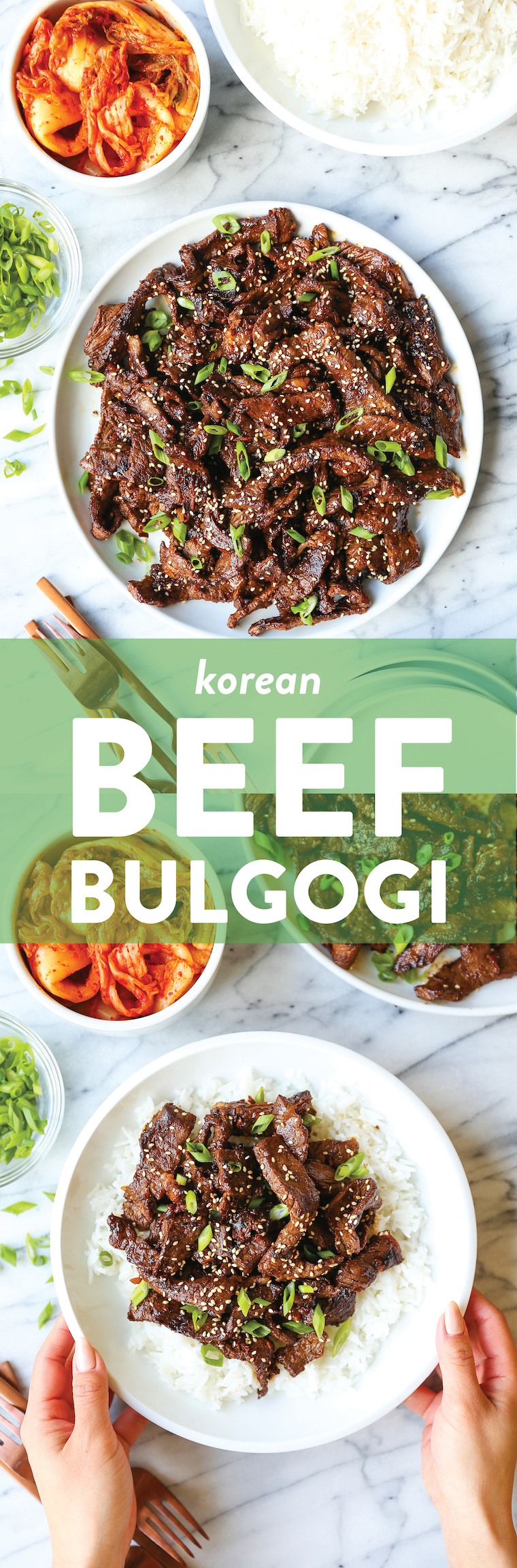 Korean Beef Bulgogi - A super easy recipe for Korean BBQ beef with the most flavorful marinade! The thin slices of meat cook quickly, and it's so tender!!!