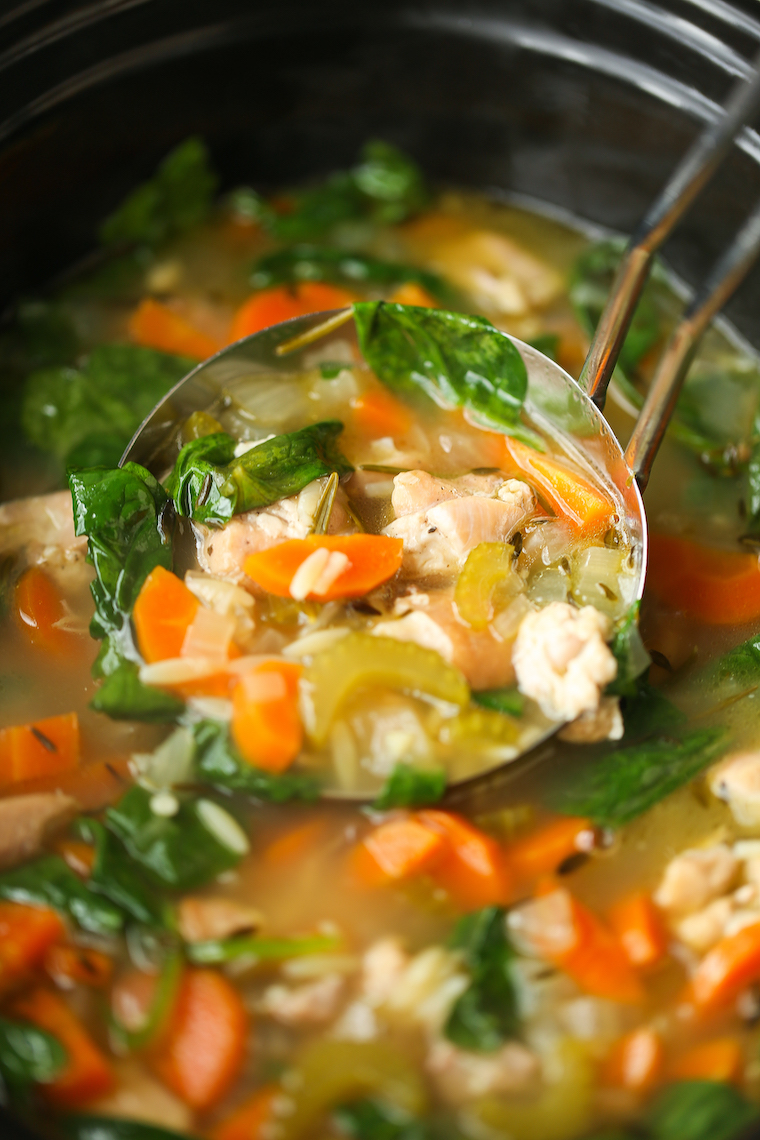 Slow Cooker Lemon Chicken Orzo Soup - The best kind of comfort food you can make right in your crockpot! Even the uncooked orzo cooks in the slow cooker!