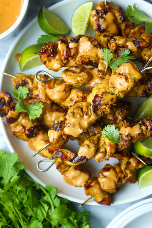 Chicken Satay with Peanut Sauce - Damn Delicious