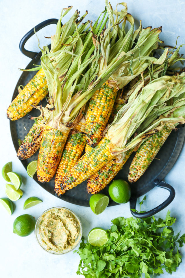 Grilled Corn with Cilantro Lime Butter - Damn Delicious