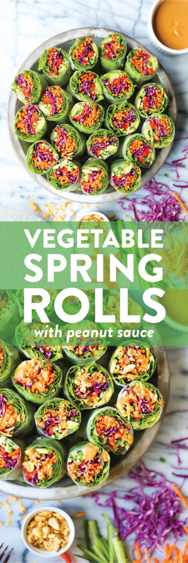 Vegetable Spring Rolls with Peanut Sauce - Damn Delicious
