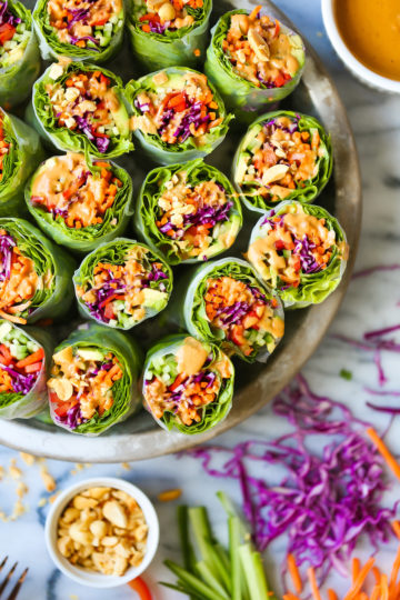 Vegetable Spring Rolls with Peanut Sauce - Damn Delicious