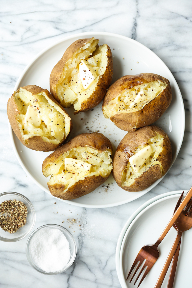 Instant Pot Baked Potato - The most foolproof way to make baked potatoes! Fluffy, fork-tender insides with super golden, crisp skin in just half the time!