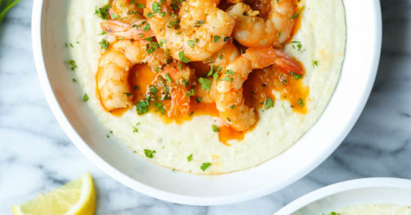 Garlic Butter Shrimp and Grits - Damn Delicious