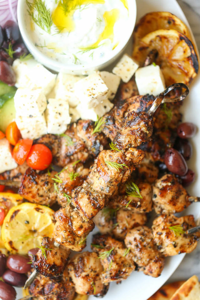 Greek Chicken Kabobs - Damn Delicious