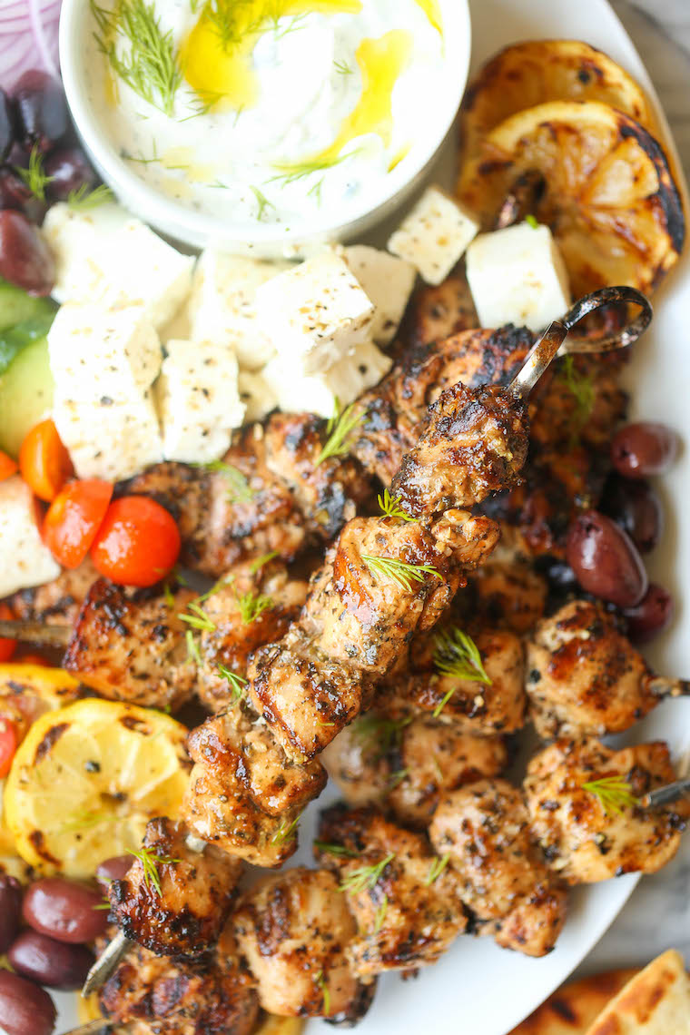 Greek Chicken Kabobs - Damn Delicious