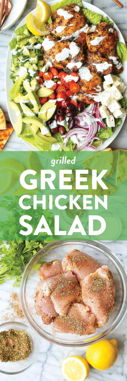 Grilled Greek Chicken Salad Recipe - Damn Delicious