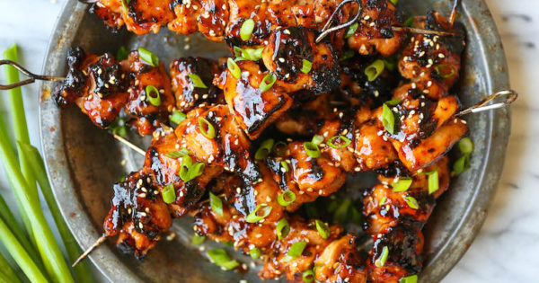 Honey Garlic Asian Chicken Kabobs - Damn Delicious