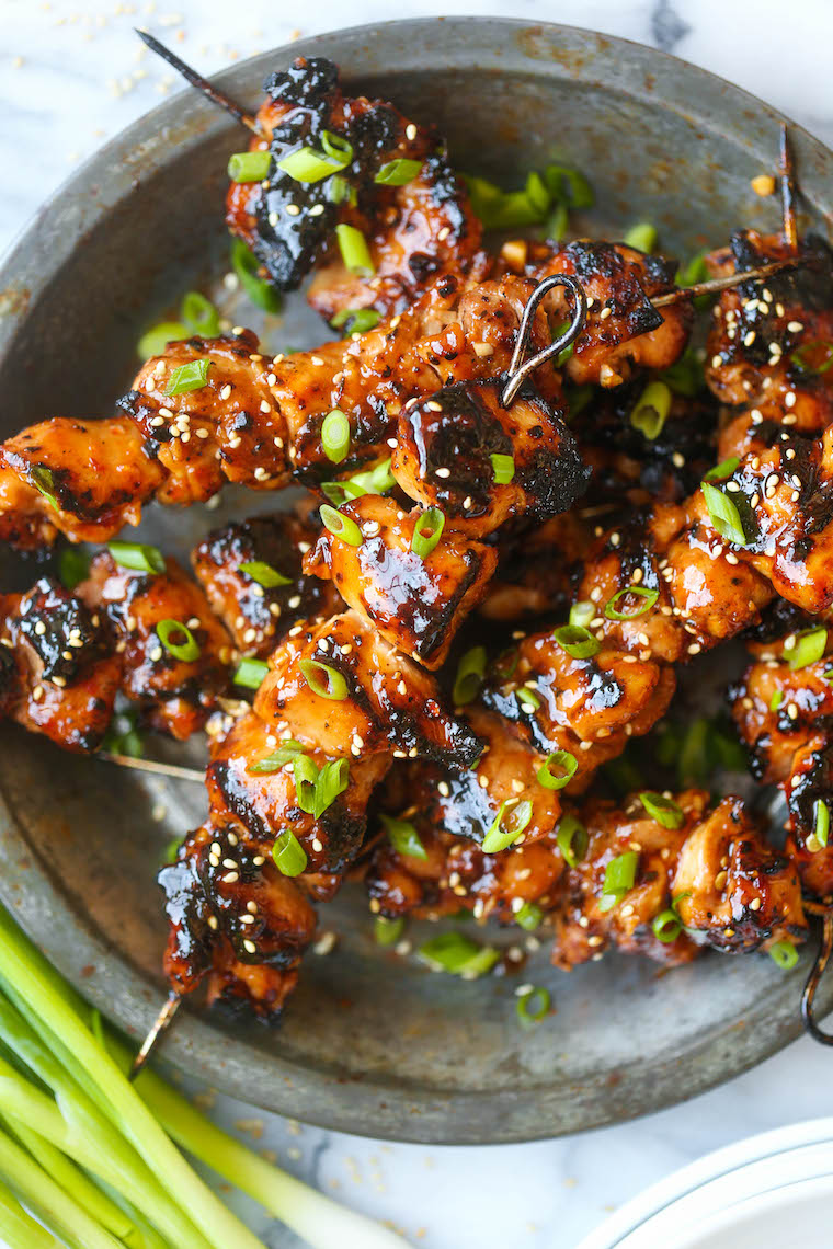 Honey Garlic Asian Chicken Kabobs - Damn Delicious