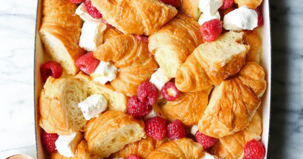 Raspberry Croissant French Toast Bake Damn Delicious