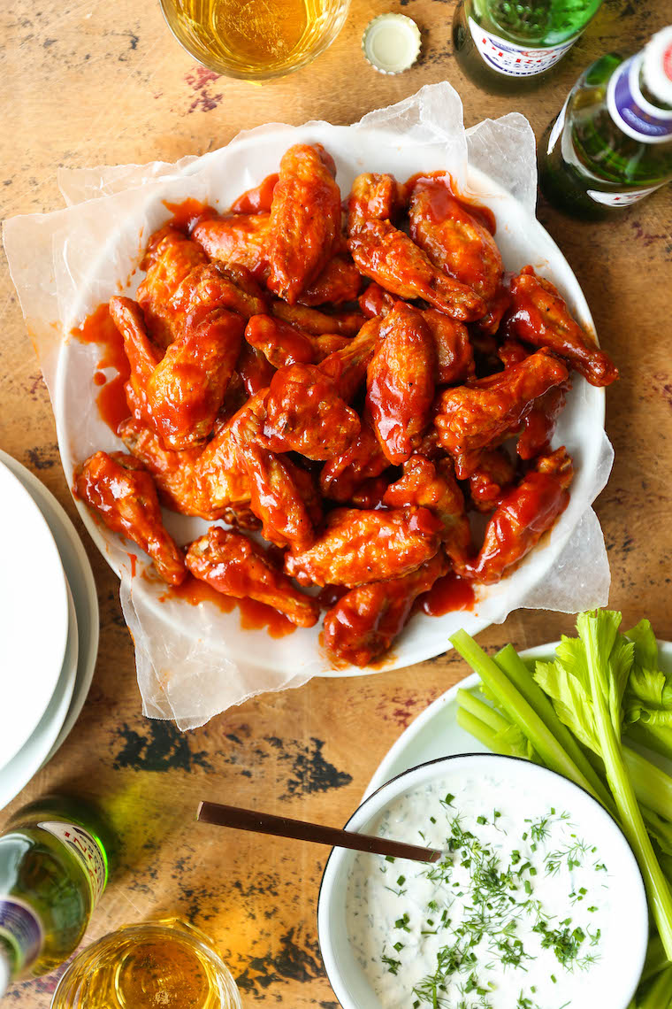 Honey Buffalo Wings with Homemade Ranch - So crispy, so sticky, so finger-licking amazing!!! Plus, the homemade Ranch? MIND BLOWN. Pass the beer, please!!!