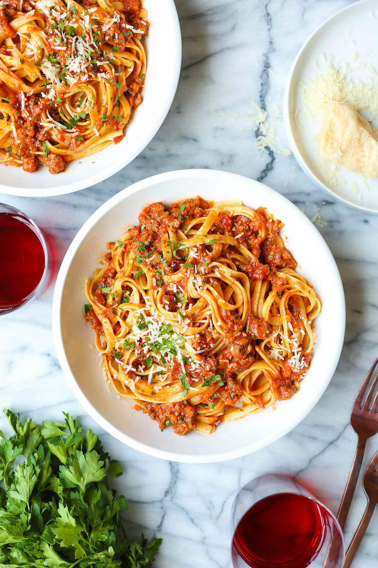 Instant Pot Bolognese - Now you can make the most EPIC bolognese sauce in just 1 hr rather than 3-4 hrs! So rich, hearty, and chockfull of meat and veggies!
