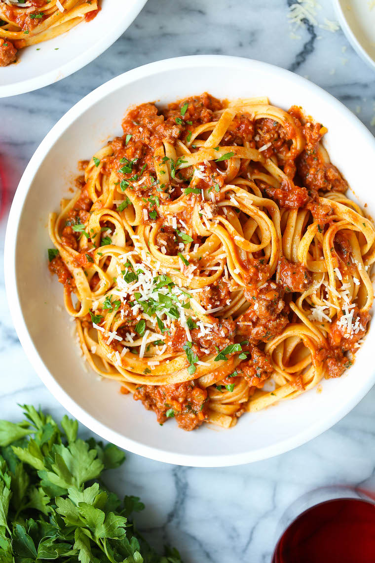 Instant Pot Bolognese - Now you can make the most EPIC bolognese sauce in just 1 hr rather than 3-4 hrs! So rich, hearty, and chockfull of meat and veggies!