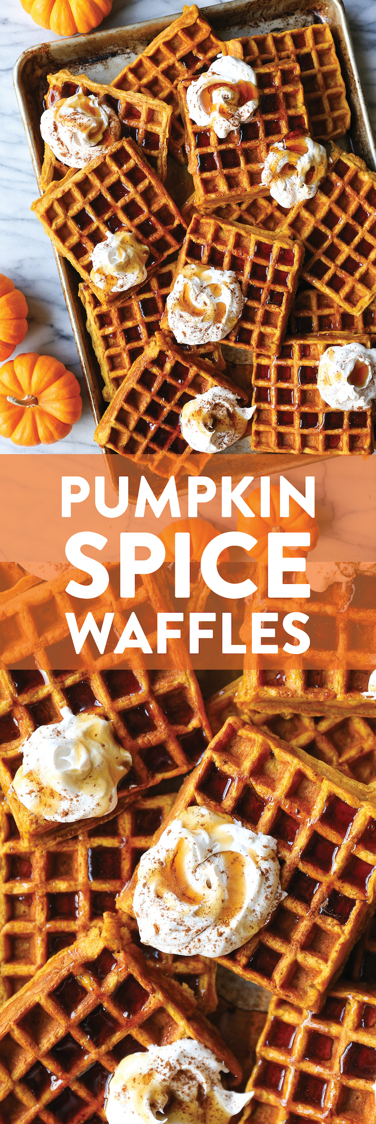 Pumpkin Spice Waffles - The best breakfast ever! Crispy golden on the outside, fluffy on the inside. You’ll want to make this all year long!