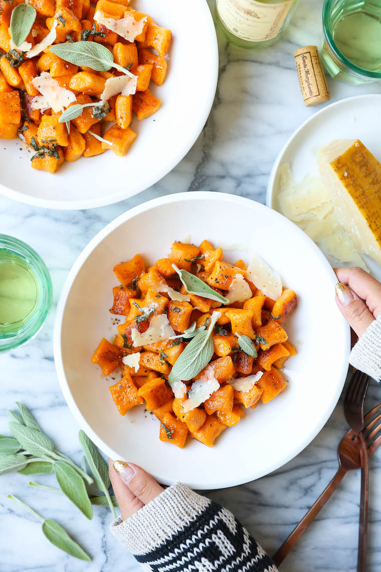 Brown Butter Sweet Potato Gnocchi - Homemade gnocchi is easier to make than you think! So light and so pillowy using just 4 ingredients! SO SO GOOD.