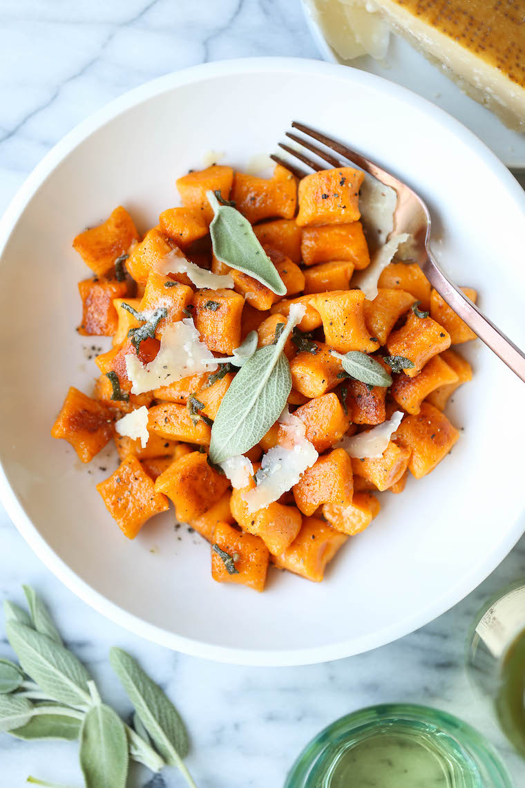 Brown Butter Sweet Potato Gnocchi - Homemade gnocchi is easier to make than you think! So light and so pillowy using just 4 ingredients! SO SO GOOD.