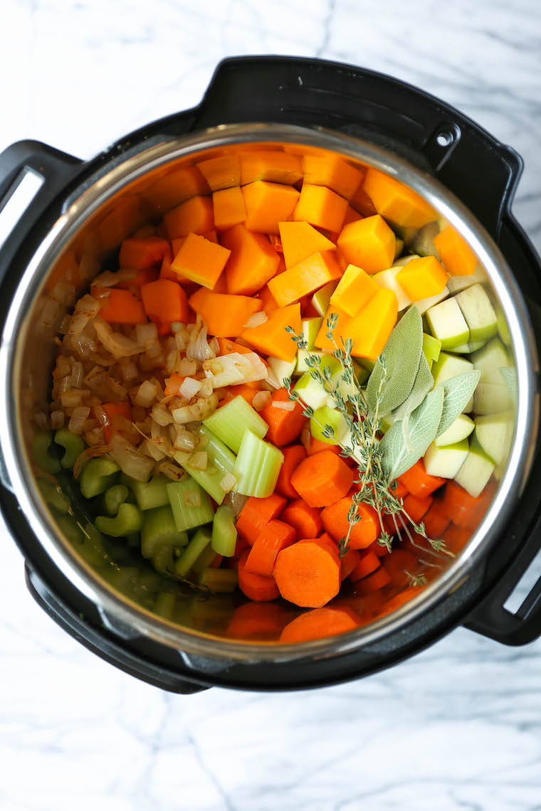 Instant Pot Butternut Squash Soup - Now you can make butternut squash soup in just half the time in the IP! Quick, easy, and velvety smooth.