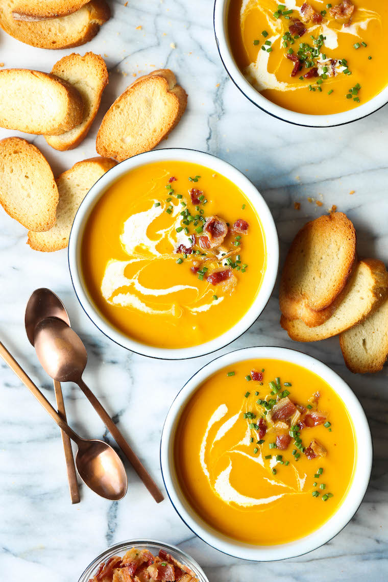 Instant Pot Butternut Squash Soup - Now you can make butternut squash soup in just half the time in the IP! Quick, easy, velvety smooth and so so cozy.