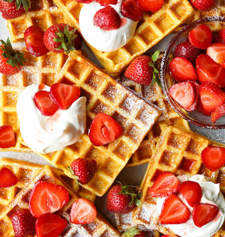 Strawberries and Cream Buttermilk Waffles