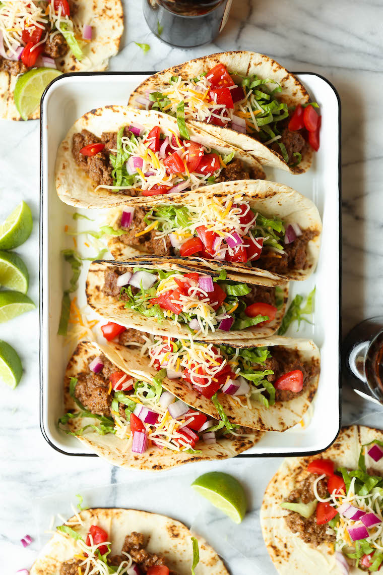 Instant Pot Ground Beef Tacos - Using frozen ground beef - no need to thaw! Cooks in just 20 min. Serve with desired toppings. So fast, so easy, so so good.