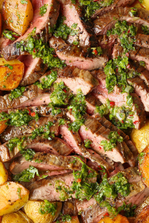 Steak And Potatoes With 5 Minute Chimichurri Sauce - Damn Delicious