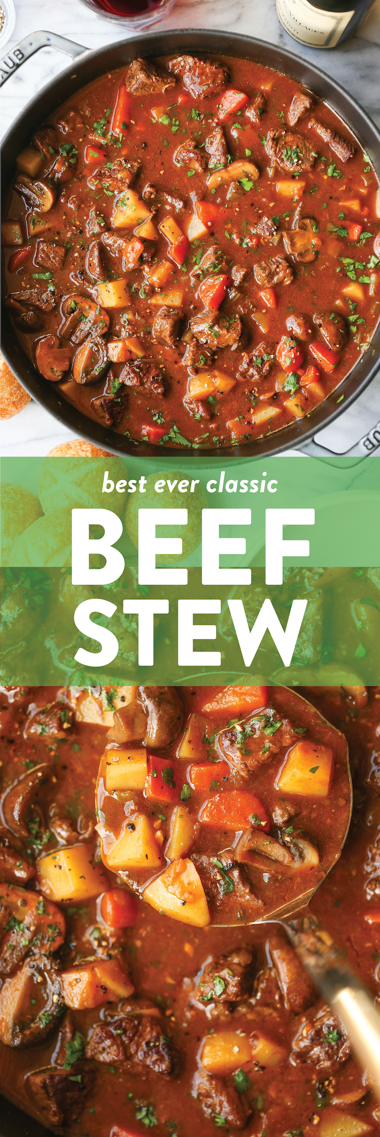 Best Ever Beef Stew - A cozy, classic beef stew with tender beef, carrots, mushrooms + potatoes. Everyone will love this, especially on those chilly nights!