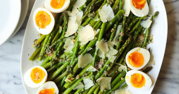 Roasted Asparagus with Parmesan and Soft-Boiled Eggs - Damn Delicious