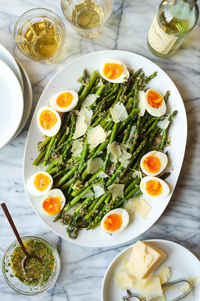 Roasted Asparagus with Parmesan and Soft-Boiled Eggs - Damn Delicious