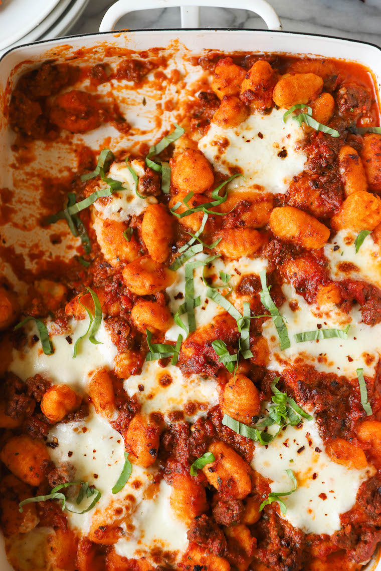 Weeknight Baked Gnocchi - Super simple, quick and easy with a very short ingredient list! SO GOOD, so comforting, and a sure hit with the entire family!