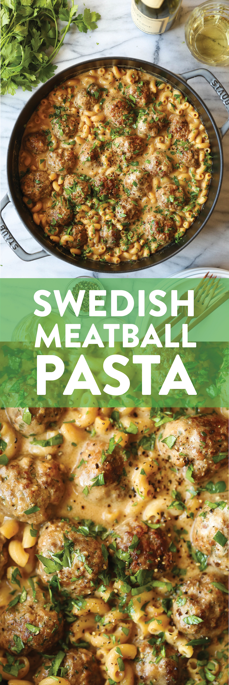 Swedish Meatball Pasta - Everyone's favorite Swedish meatballs with pasta noodles tossed right into that cream sauce goodness. So heavenly, so good.
