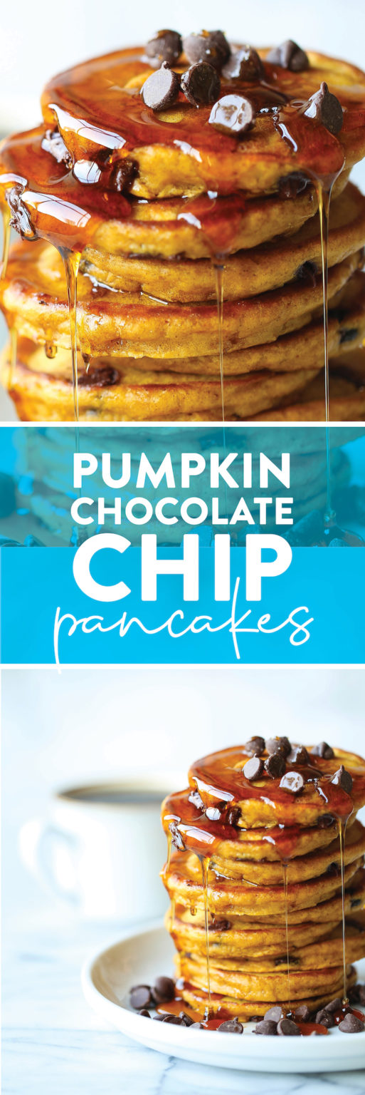 Pumpkin Chocolate Chip Pancakes - Damn Delicious