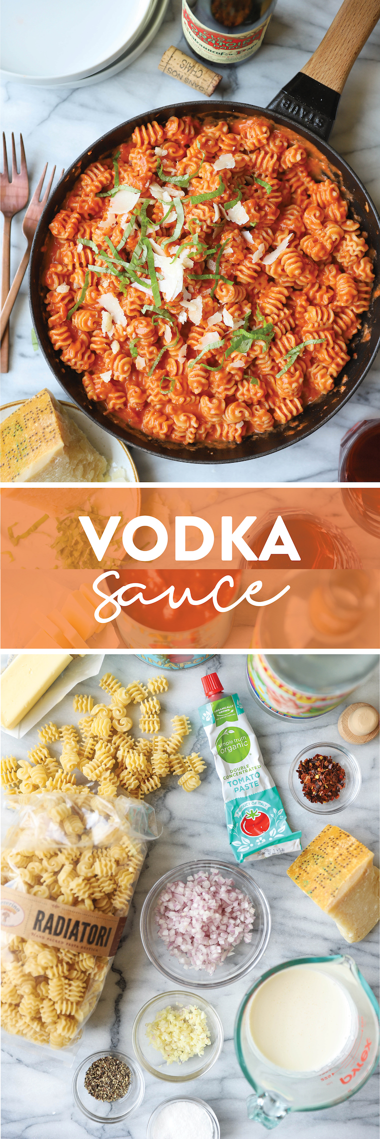Vodka Sauce - Amazingly creamy, so bright, and super quick + easy. Comes together in 30 min! Serve with additional fresh Parmesan. SO SO GOOD.