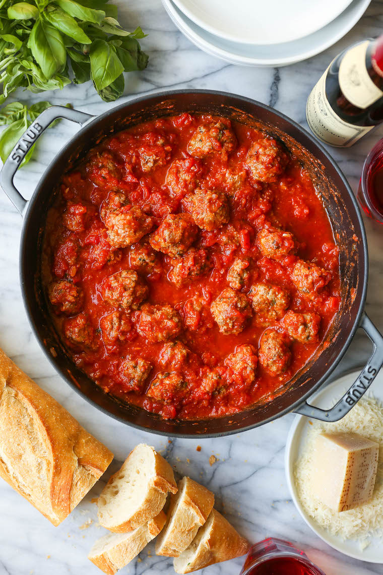 Easy Baked Meatballs - The ONLY meatball recipe you need! The meatballs come out so perfect and so tender. Serve on pasta, polenta, or subs!