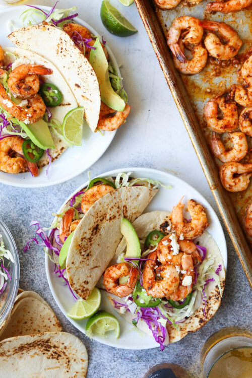 Sheet Pan Shrimp Tacos - Damn Delicious