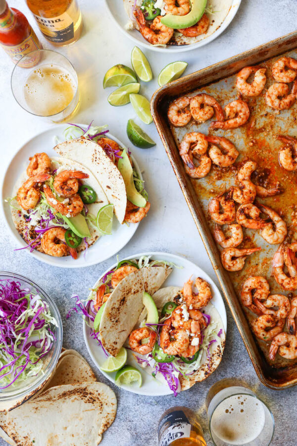Sheet Pan Shrimp Tacos - Damn Delicious