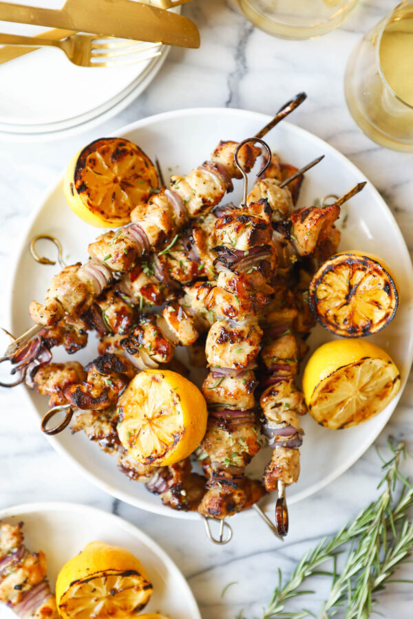 Lemon Garlic Chicken Kabobs Damn Delicious 