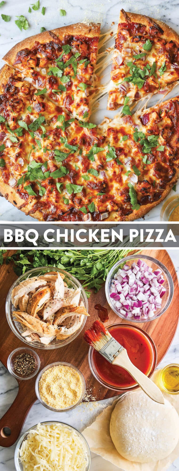 BBQ Chicken Pizza - You can use homemade pizza dough (or store-bought) with leftover rotisserie chicken for the best (speediest) dinner ever!