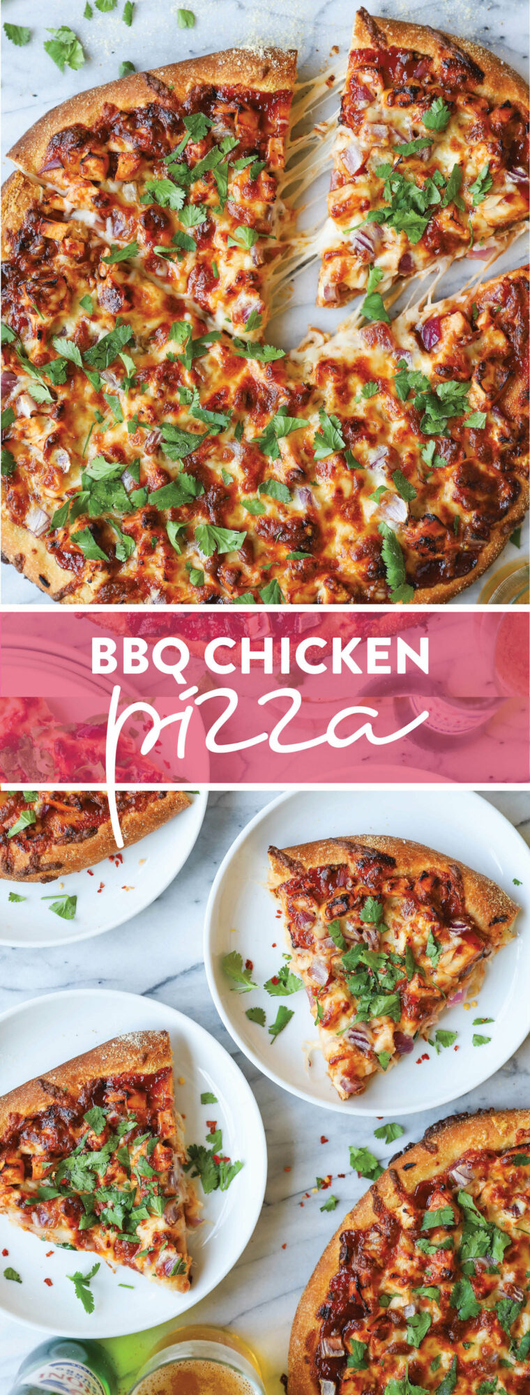 BBQ Chicken Pizza - You can use homemade pizza dough (or store-bought) with leftover rotisserie chicken for the best (speediest) dinner ever!